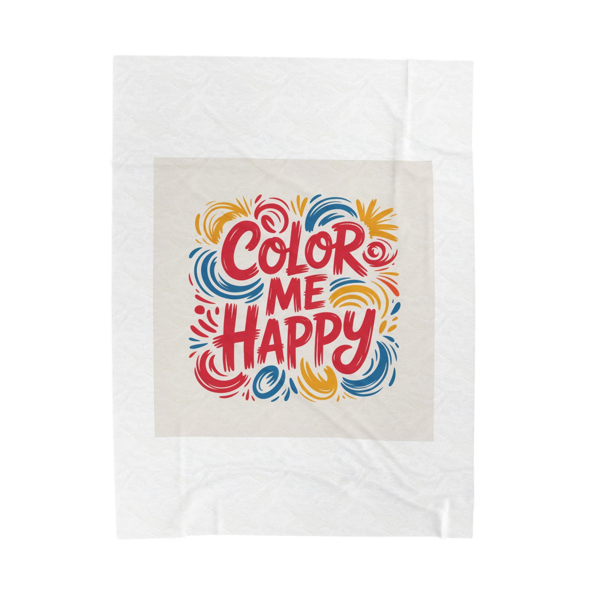Color Me Happy Velveteen Plush Blanket — Bright Cheer Graphic Throw