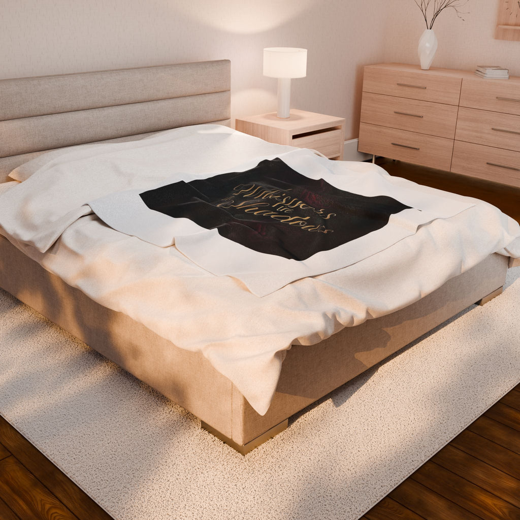 Whispers in Shadows Velveteen Plush Blanket — Dark Floral Gothic Cozy Throw