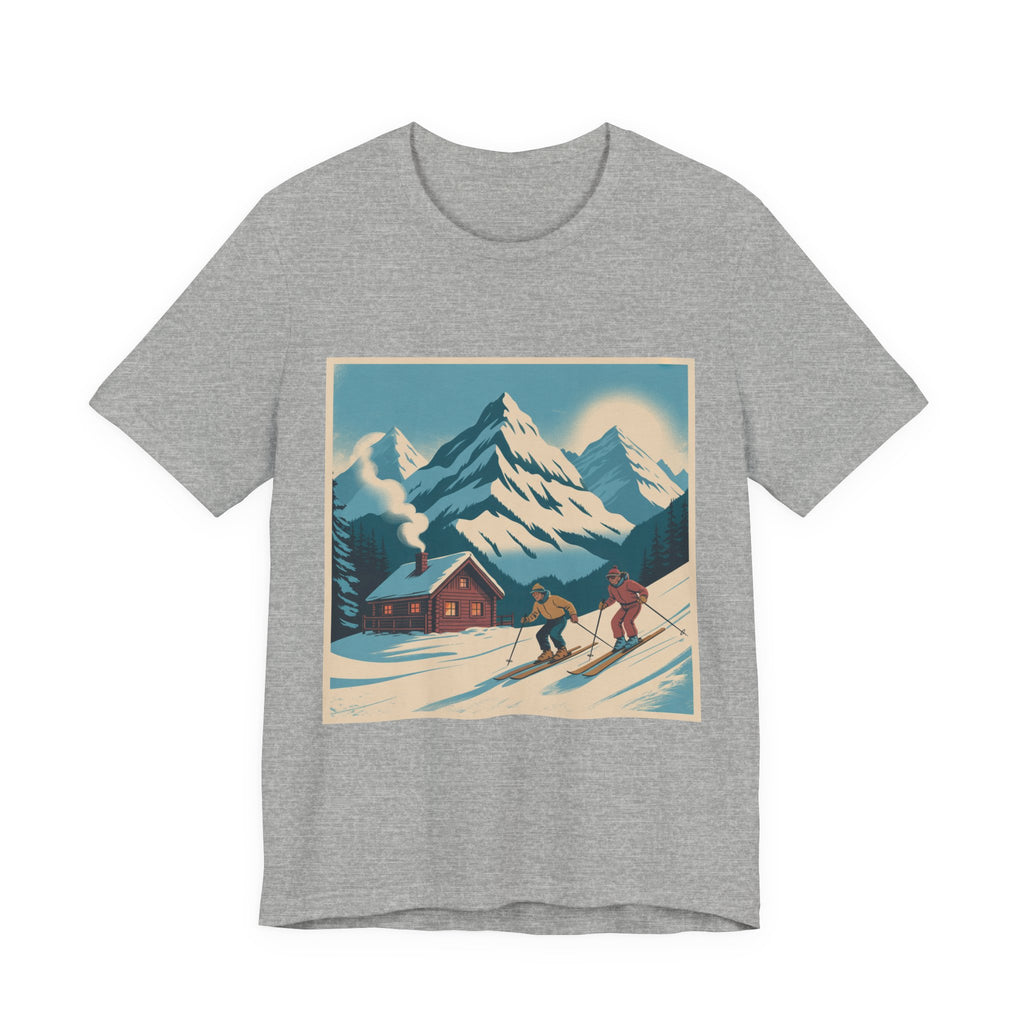 Ski Lodge Vintage Graphic Tee — Retro Mountain Skiers Shirt