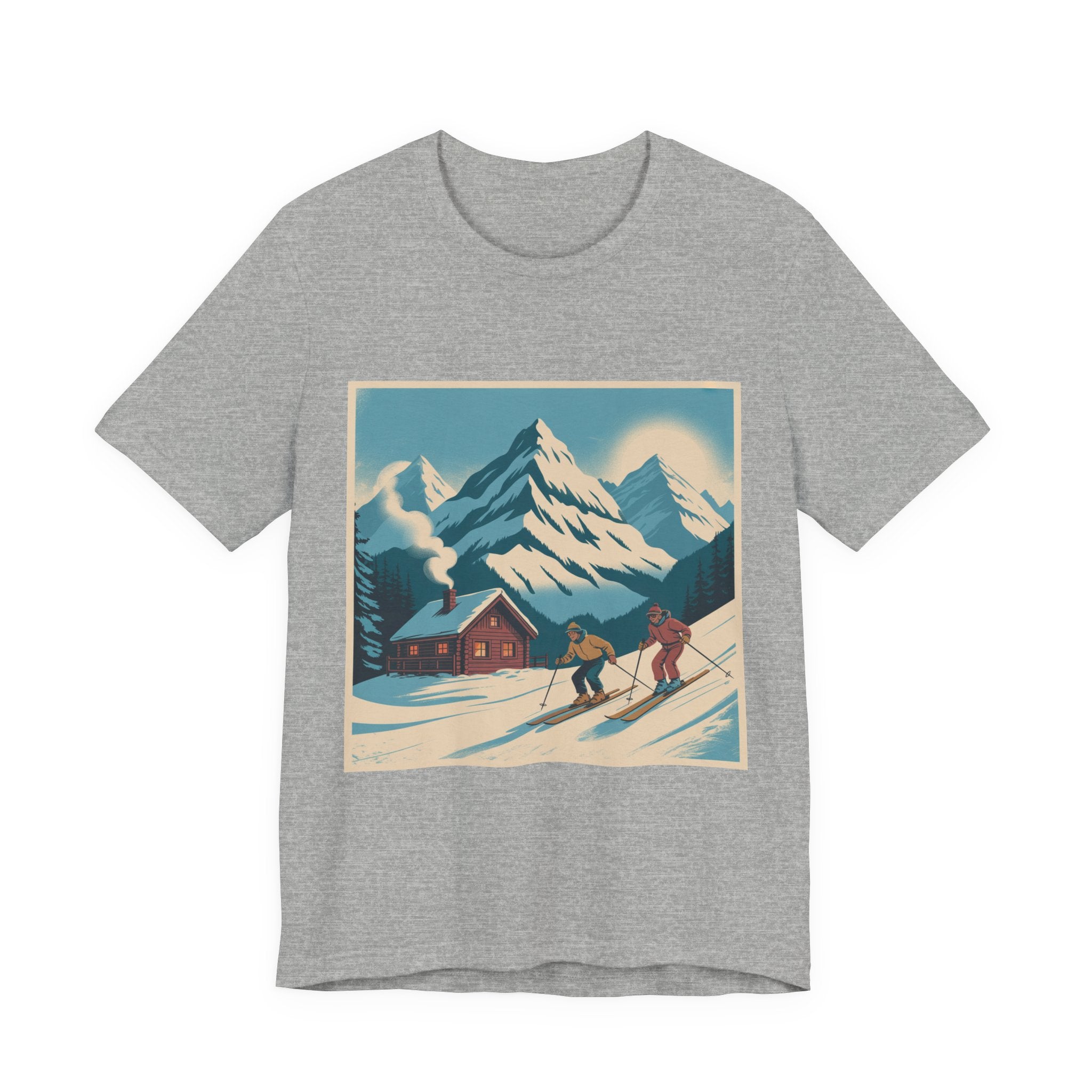 Ski Lodge Vintage Graphic Tee — Retro Mountain Skiers Shirt