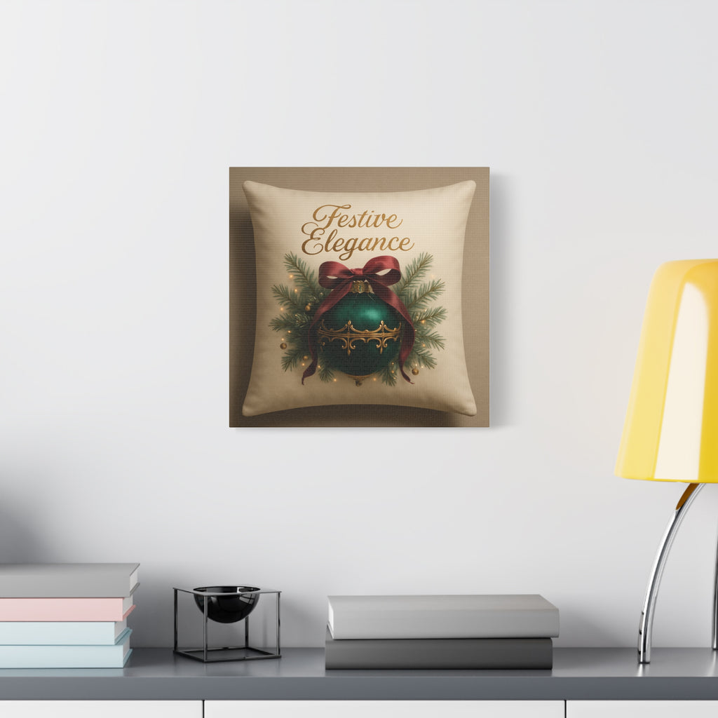 Festive Elegance Christmas Canvas Wall Art — Green Ornament Holiday Decor