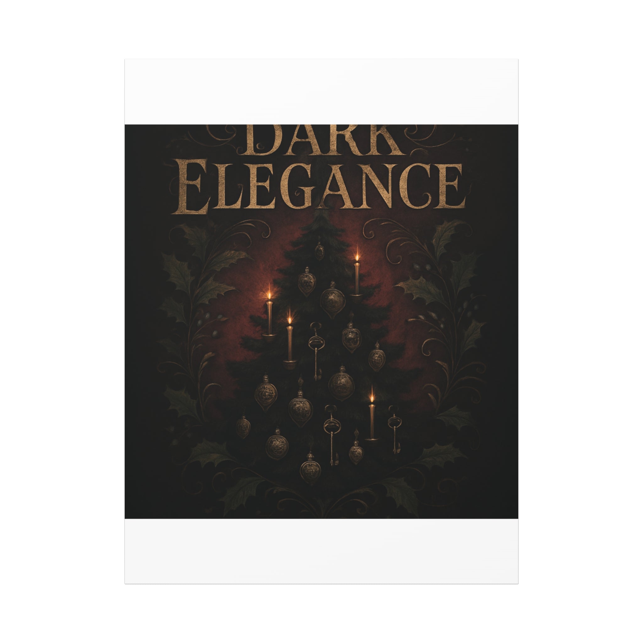 Elegance Christmas Canvas Wall Art — Vintage Candlelit Tree Matte Stretched Print