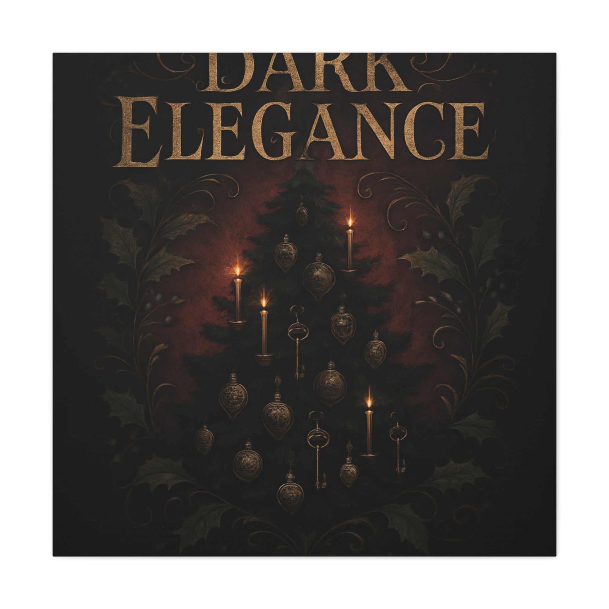 Elegance Christmas Canvas Wall Art — Vintage Candlelit Tree Matte Stretched Print