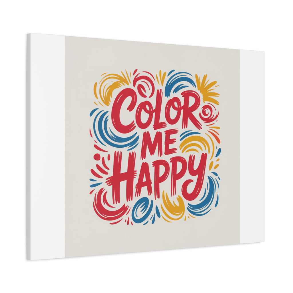 Color Me Happy Canvas Wall Art — Bright Hand-Lettered Inspirational Print