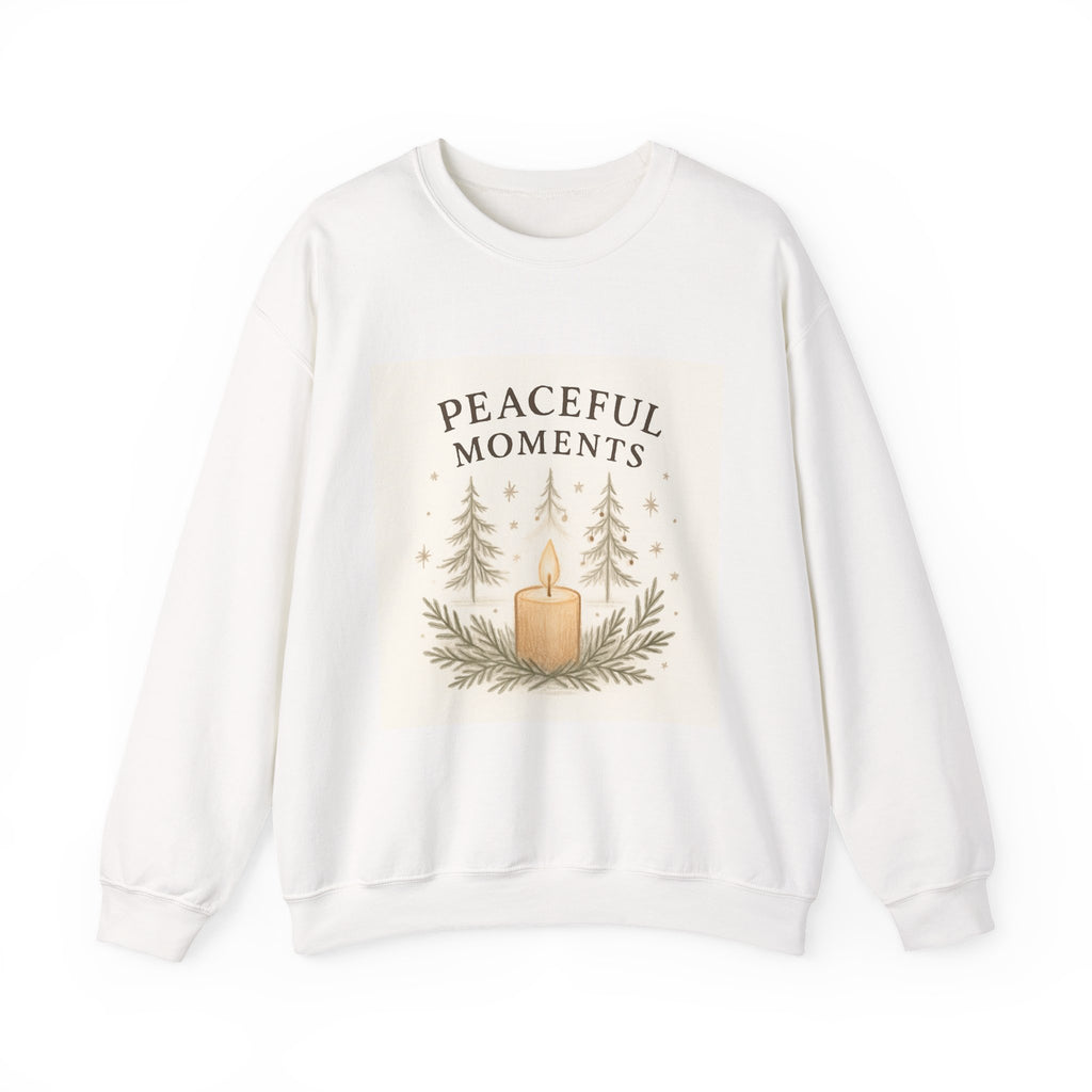 Peaceful Moments Candle Sweatshirt — Cozy Holiday Forest Crewneck