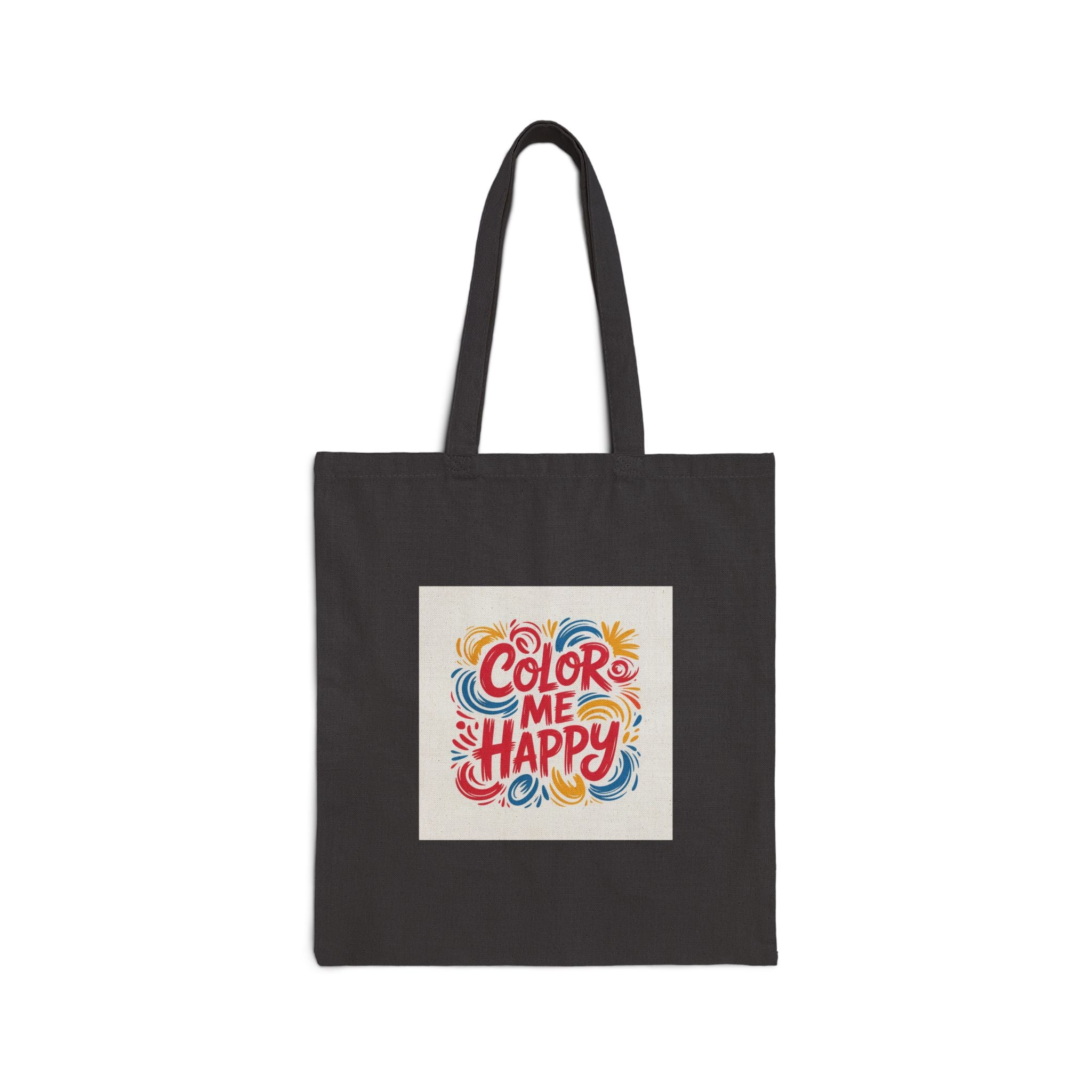 Color Me Happy Cotton Tote Bag — Bright Retro Floral Reusable Shopper