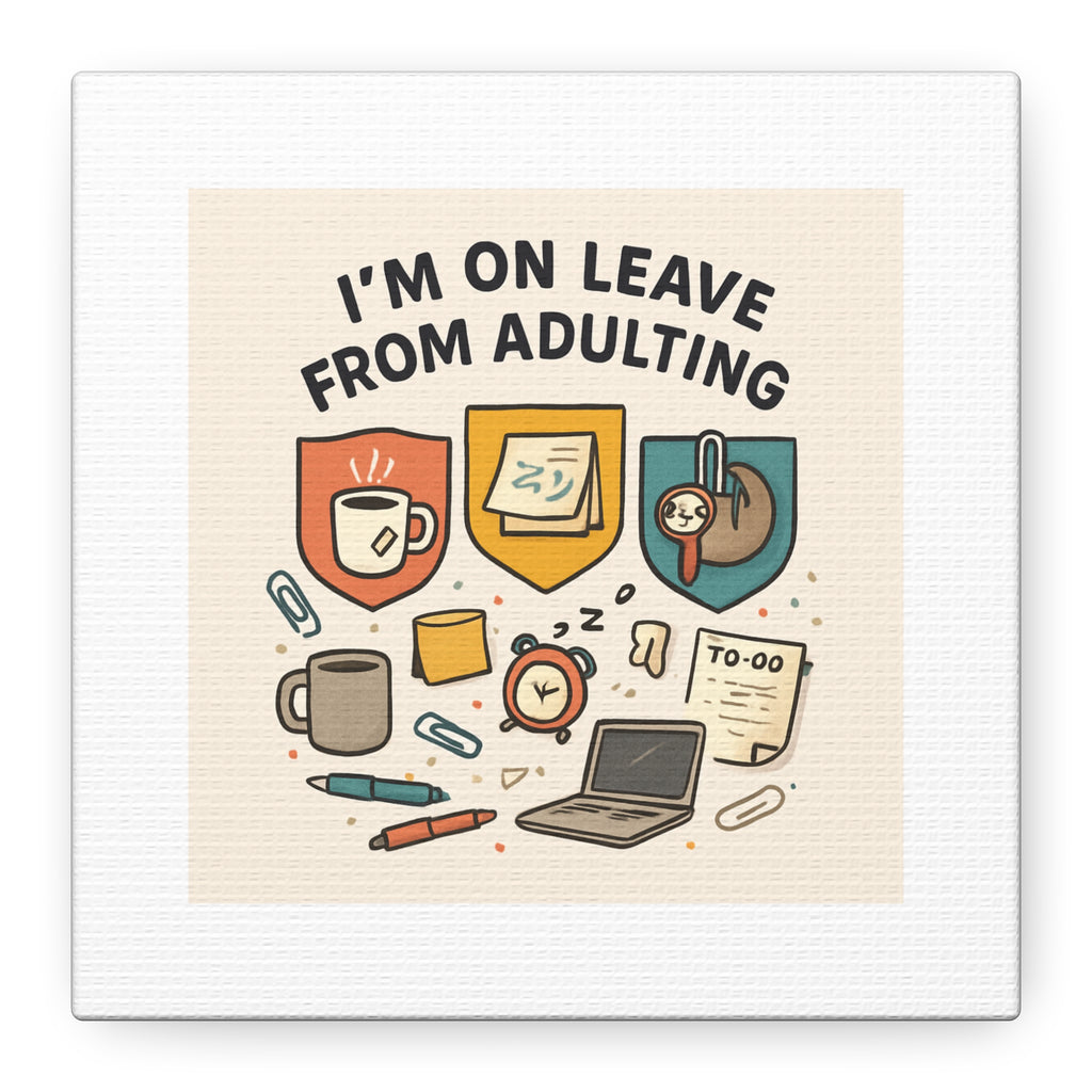 Canvas Wall Art — “I’m On Leave From Adulting” Cute Office Humor Matte Canvas