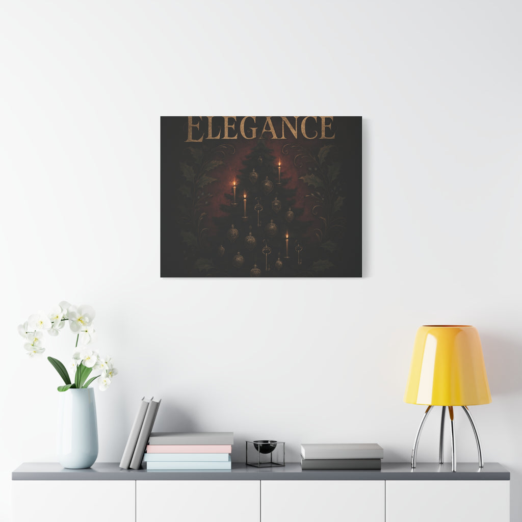 Elegance Christmas Canvas Wall Art — Vintage Candlelit Tree Matte Stretched Print