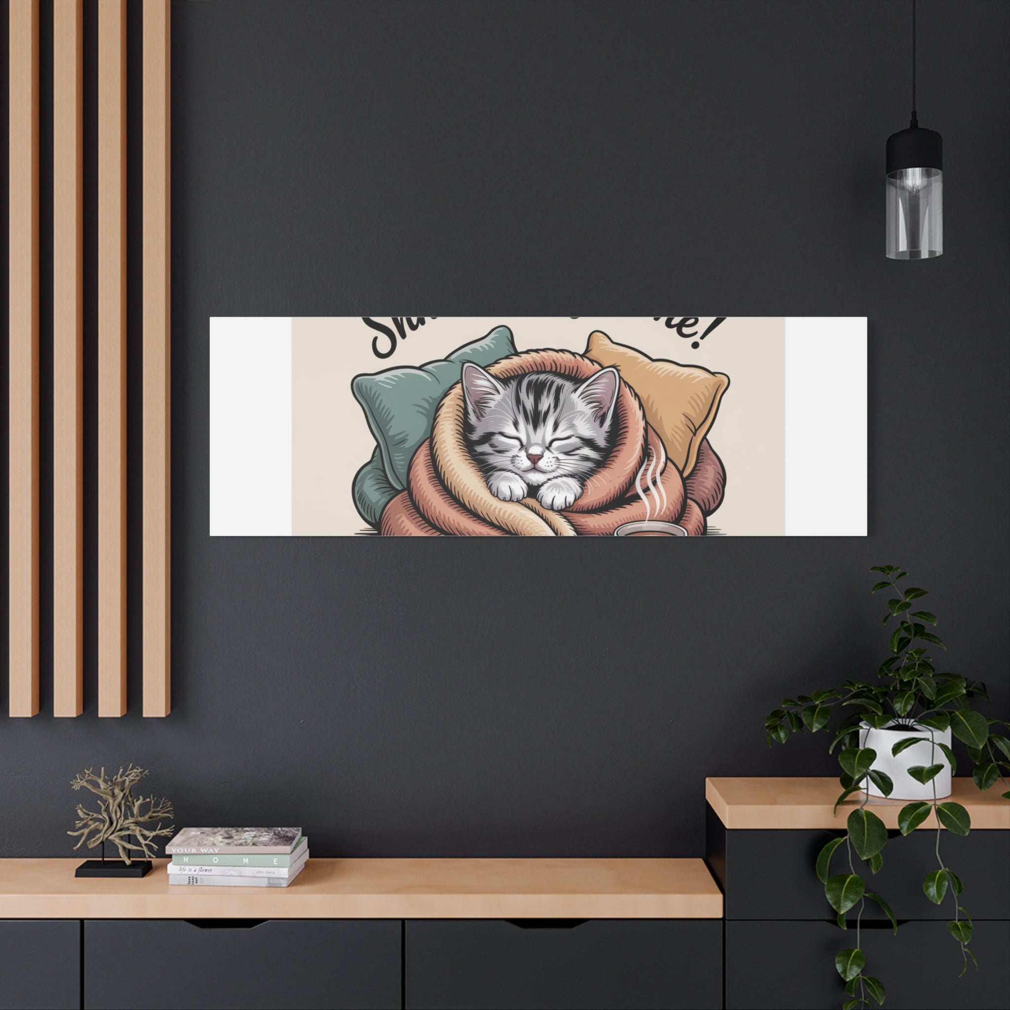 Cozy Cat Canvas Print — "Shhh... Cozy Time!" Matte Stretched Wall Art