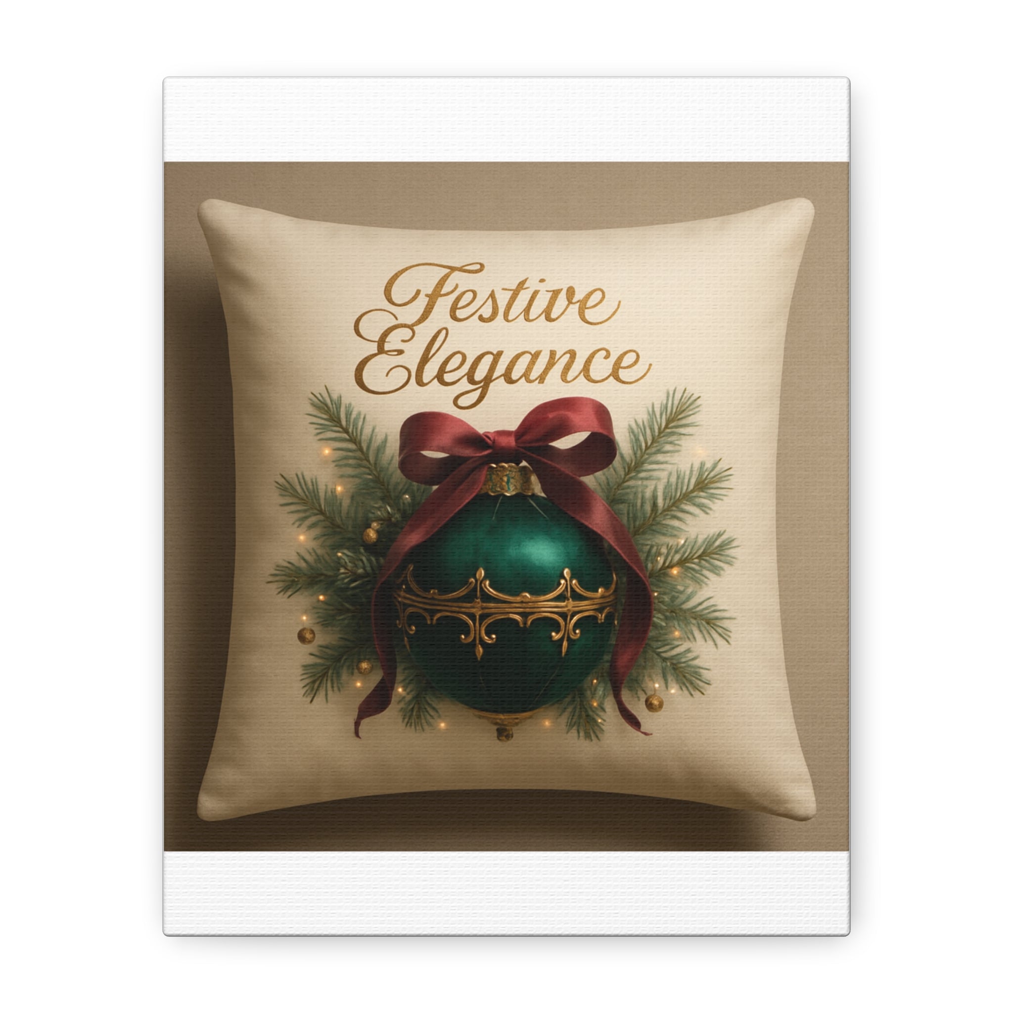 Festive Elegance Christmas Canvas Wall Art — Green Ornament Holiday Decor