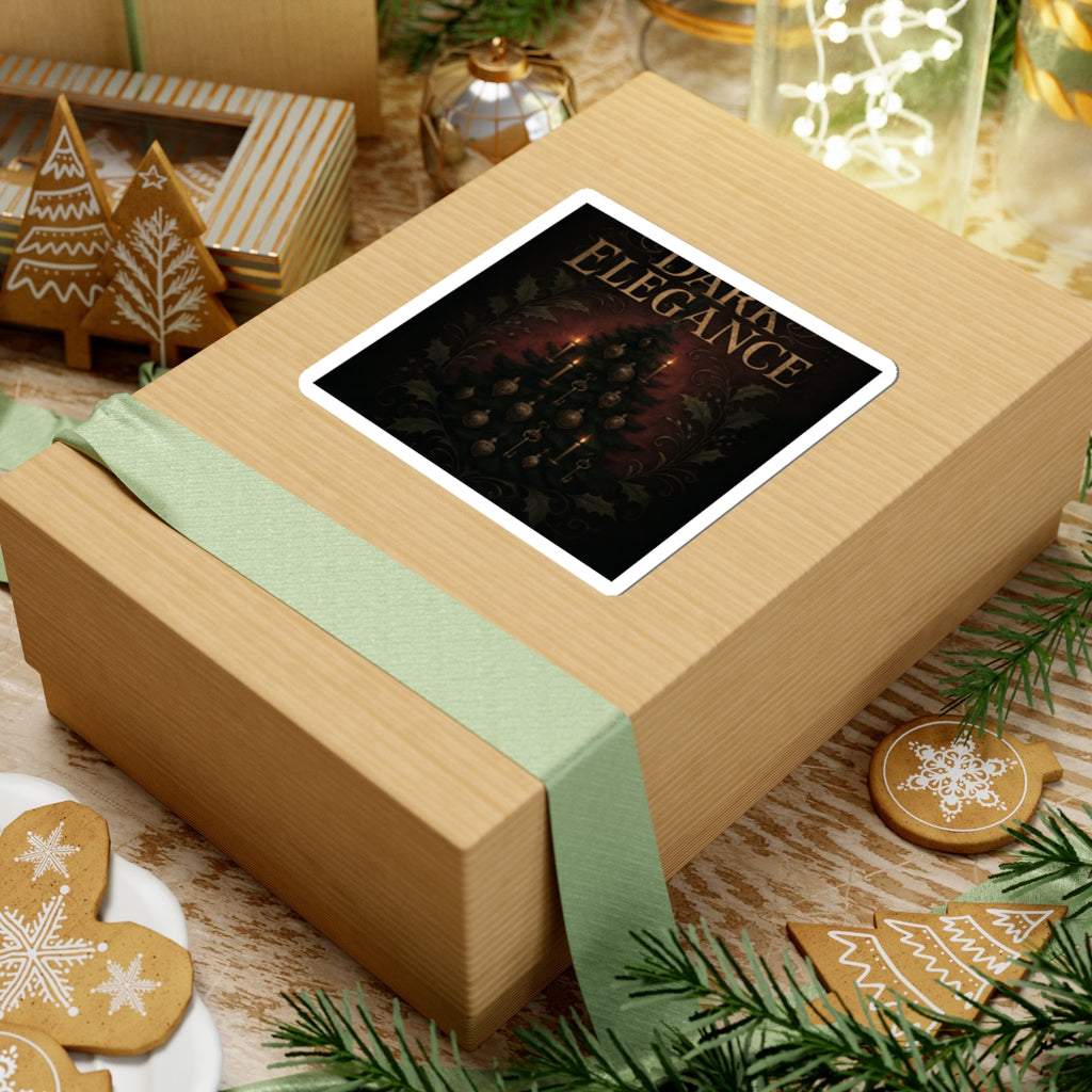 Dark Elegance Christmas Tree Sticker — Gothic Holiday Kiss-Cut Decal