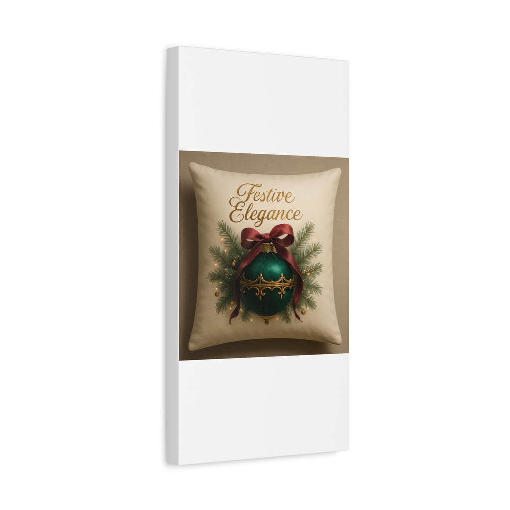 Festive Elegance Christmas Canvas Wall Art — Green Ornament Holiday Decor