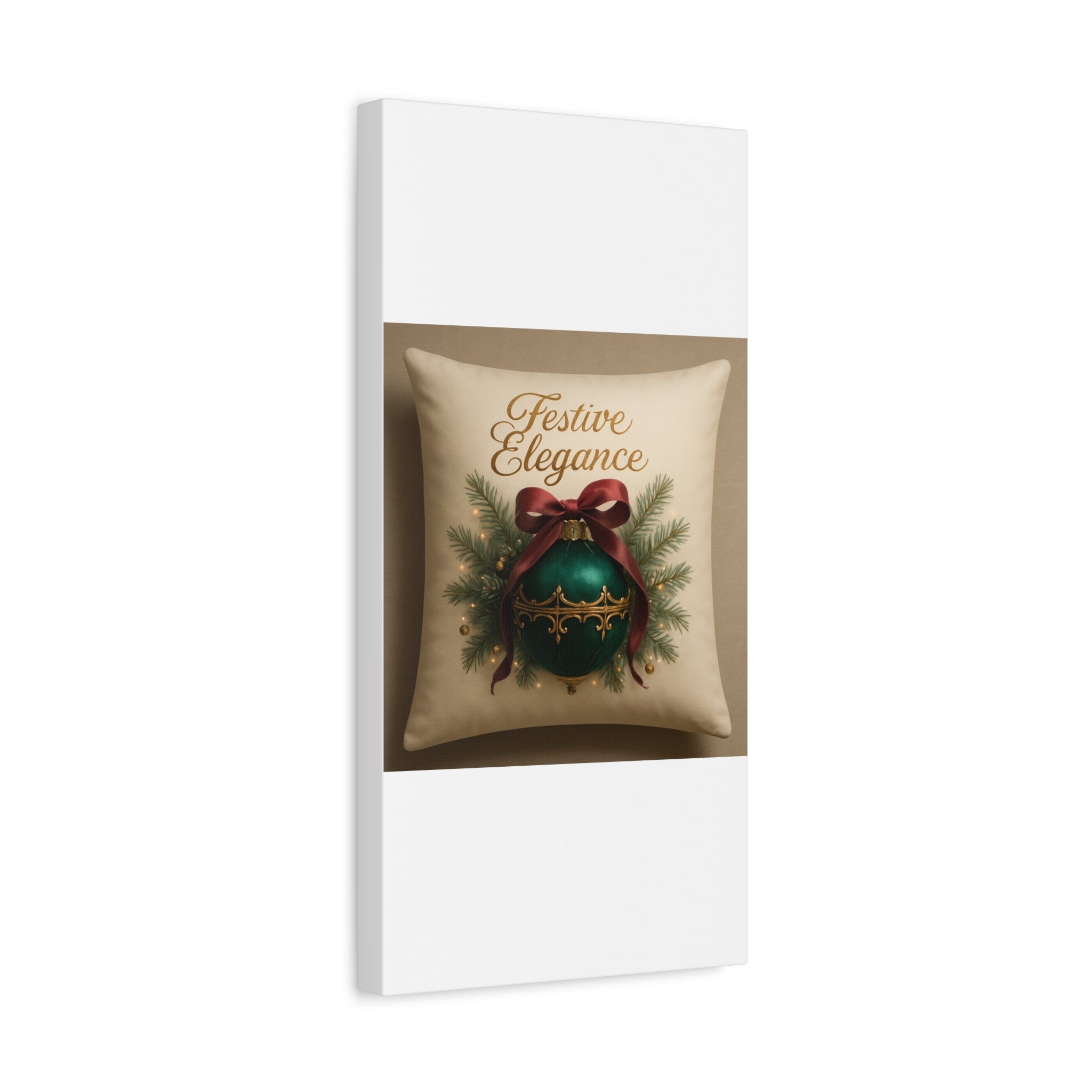 Festive Elegance Christmas Canvas Wall Art — Green Ornament Holiday Decor