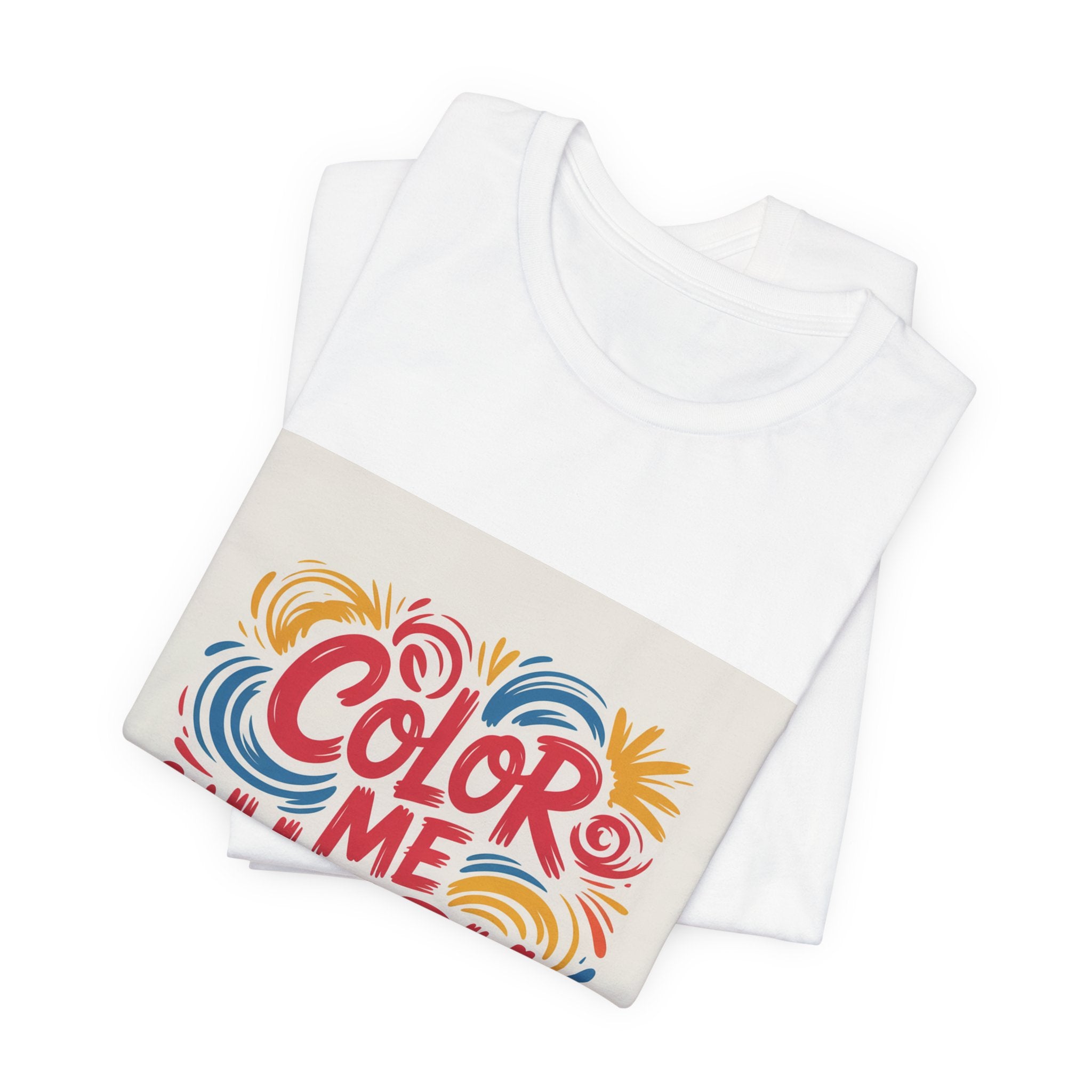 Color Me Happy Graphic Tee — Bright Swirl Typography T‑Shirt