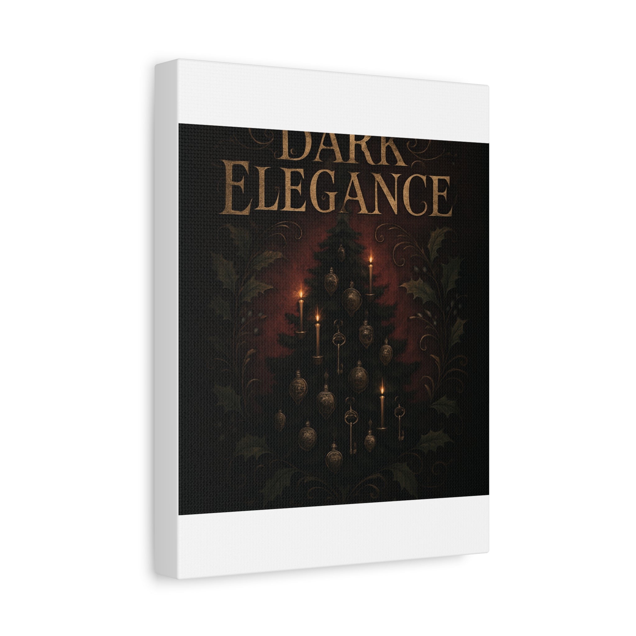Elegance Christmas Canvas Wall Art — Vintage Candlelit Tree Matte Stretched Print