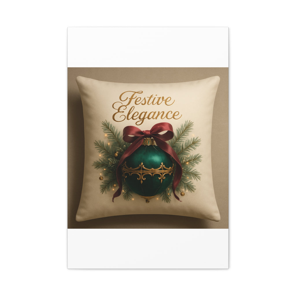 Festive Elegance Christmas Canvas Wall Art — Green Ornament Holiday Decor