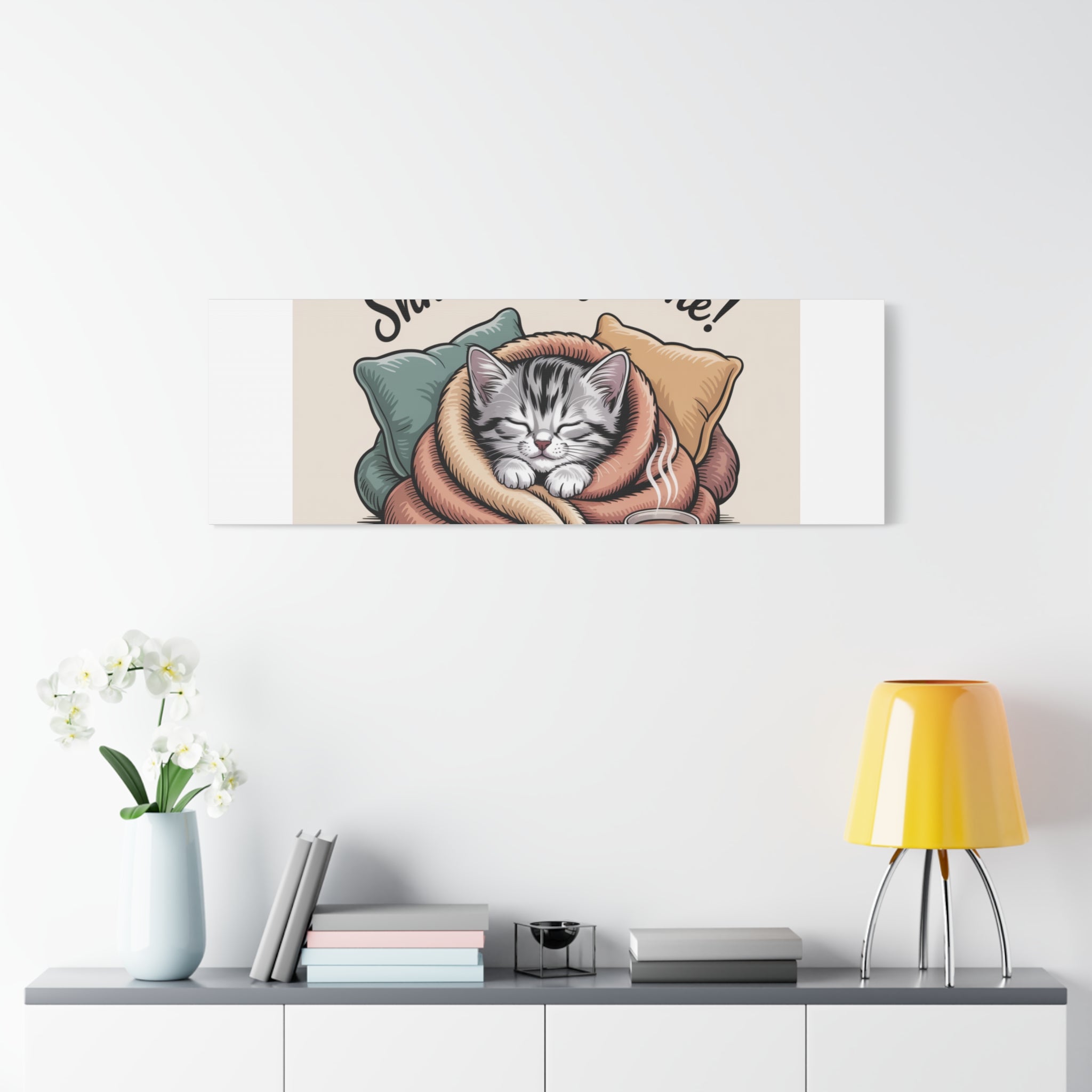 Cozy Cat Canvas Print — "Shhh... Cozy Time!" Matte Stretched Wall Art