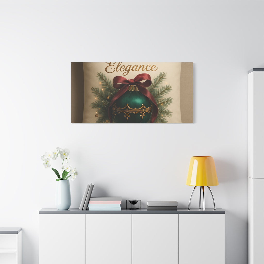 Festive Elegance Christmas Canvas Wall Art — Green Ornament Holiday Decor