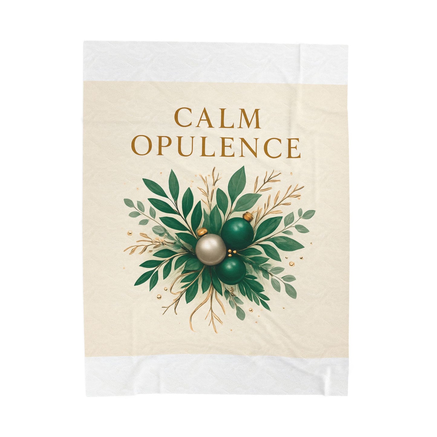 Velveteen Plush Blanket — "Calm Opulence" Green Botanical Holiday Throw