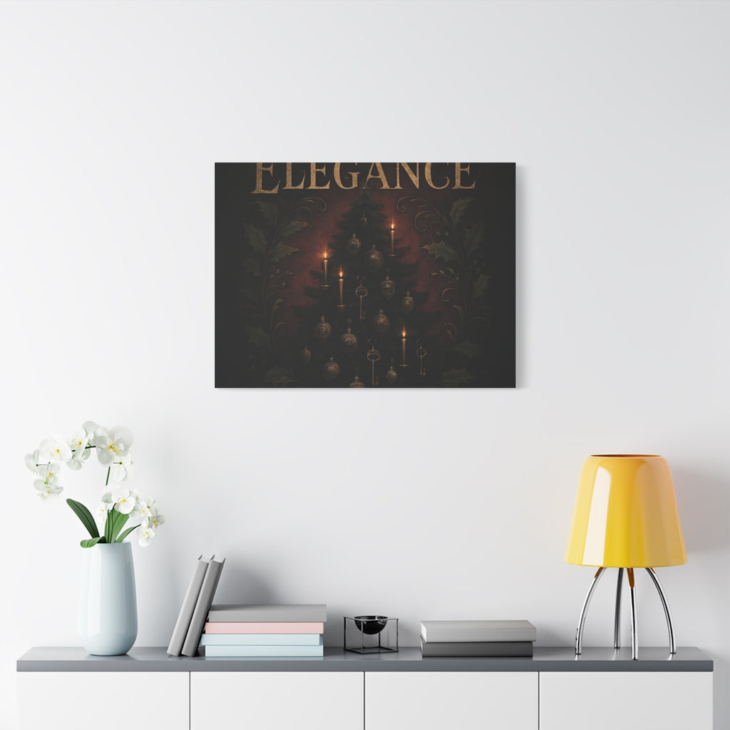 Elegance Christmas Canvas Wall Art — Vintage Candlelit Tree Matte Stretched Print