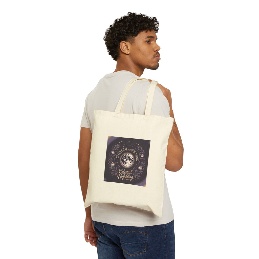 Celestial Moon Phases Canvas Tote — 'Celestial Updating' Astrology Cotton Bag
