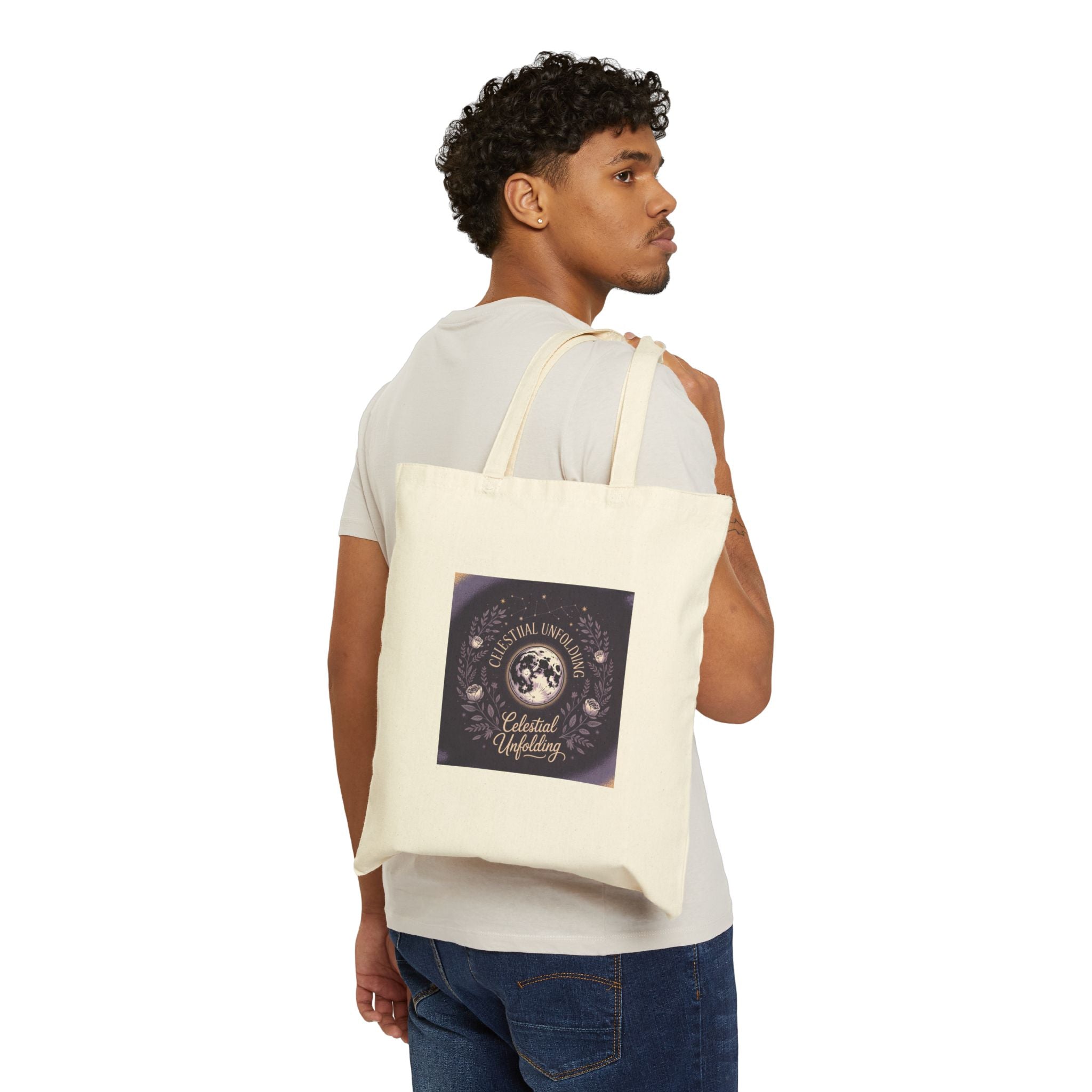 Celestial Moon Phases Canvas Tote — 'Celestial Updating' Astrology Cotton Bag