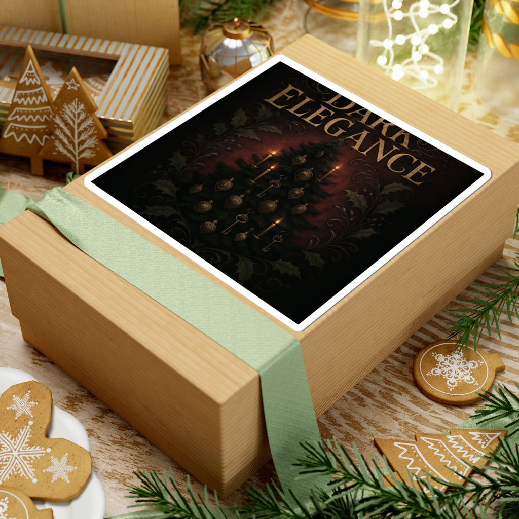 Dark Elegance Christmas Tree Sticker — Gothic Holiday Kiss-Cut Decal