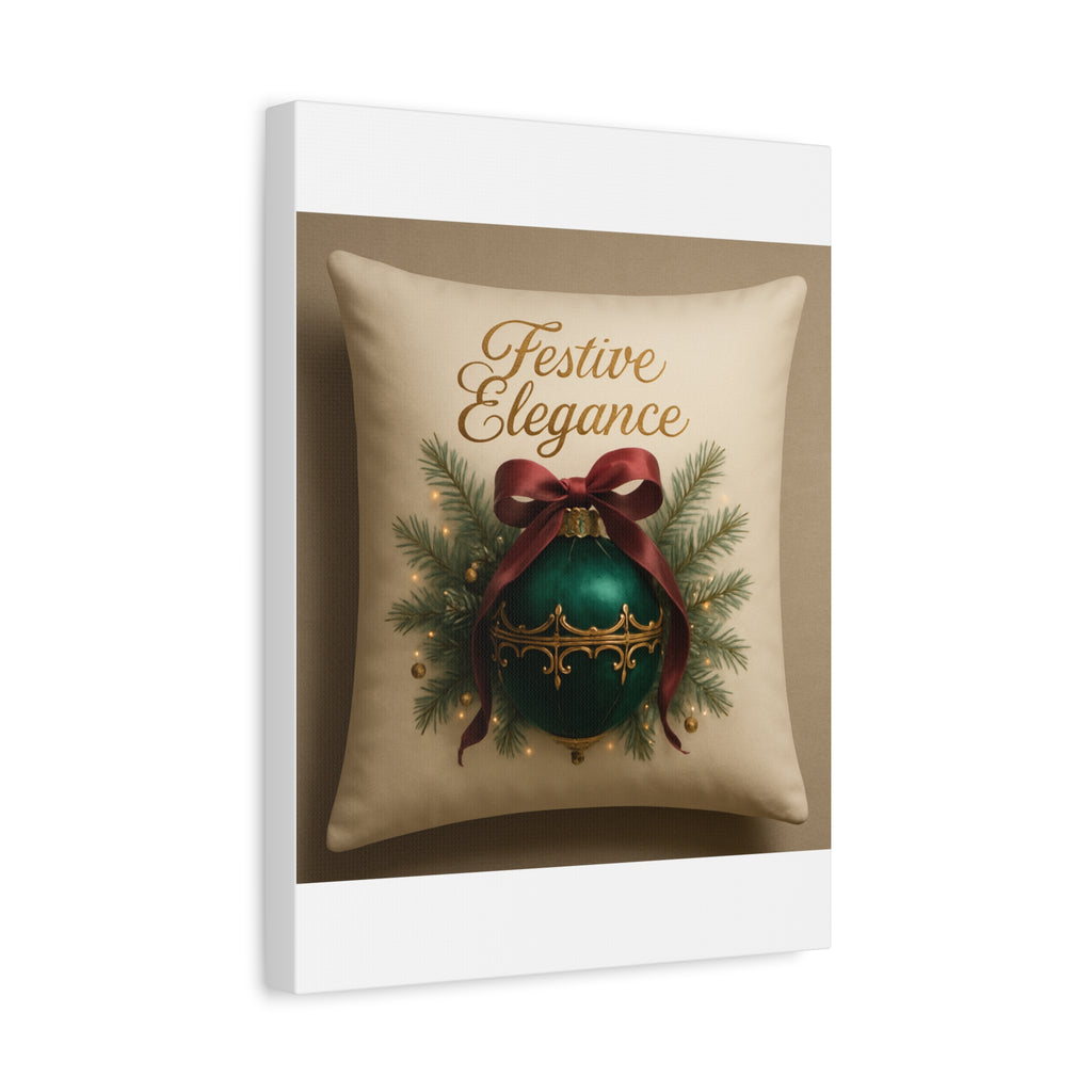 Festive Elegance Christmas Canvas Wall Art — Green Ornament Holiday Decor