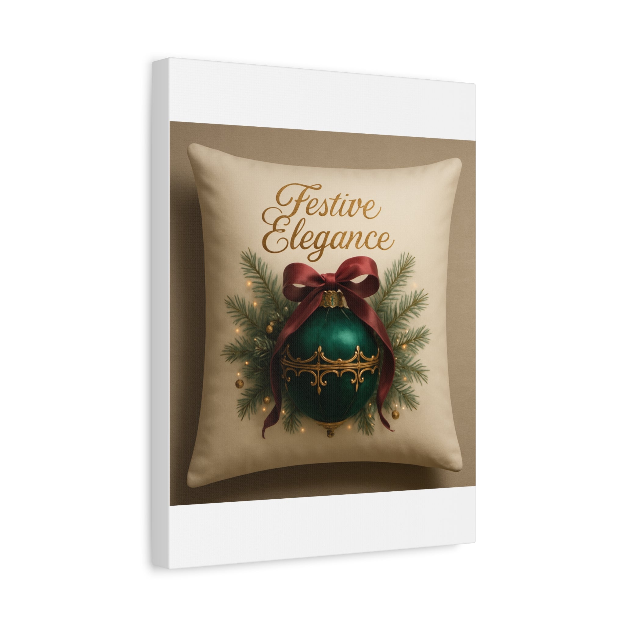 Festive Elegance Christmas Canvas Wall Art — Green Ornament Holiday Decor