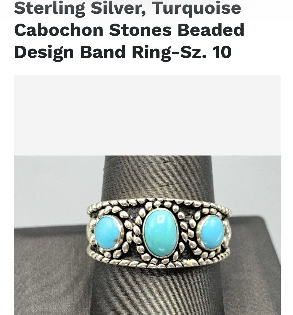 Sleeping beauty turquoise & 925 sterling silver ring sz 9