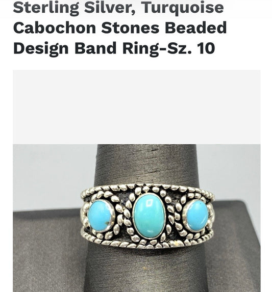 Sleeping beauty turquoise & 925 sterling silver ring sz 9