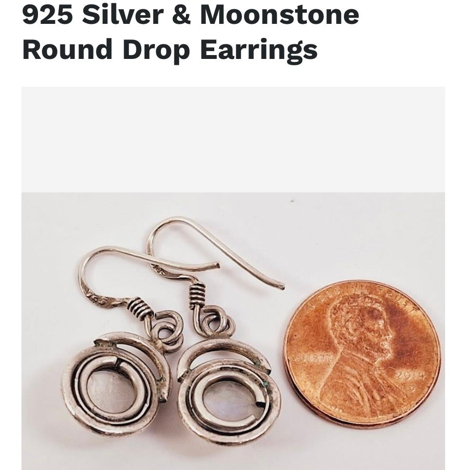 Sterling silver & natural moon stone hook earrings