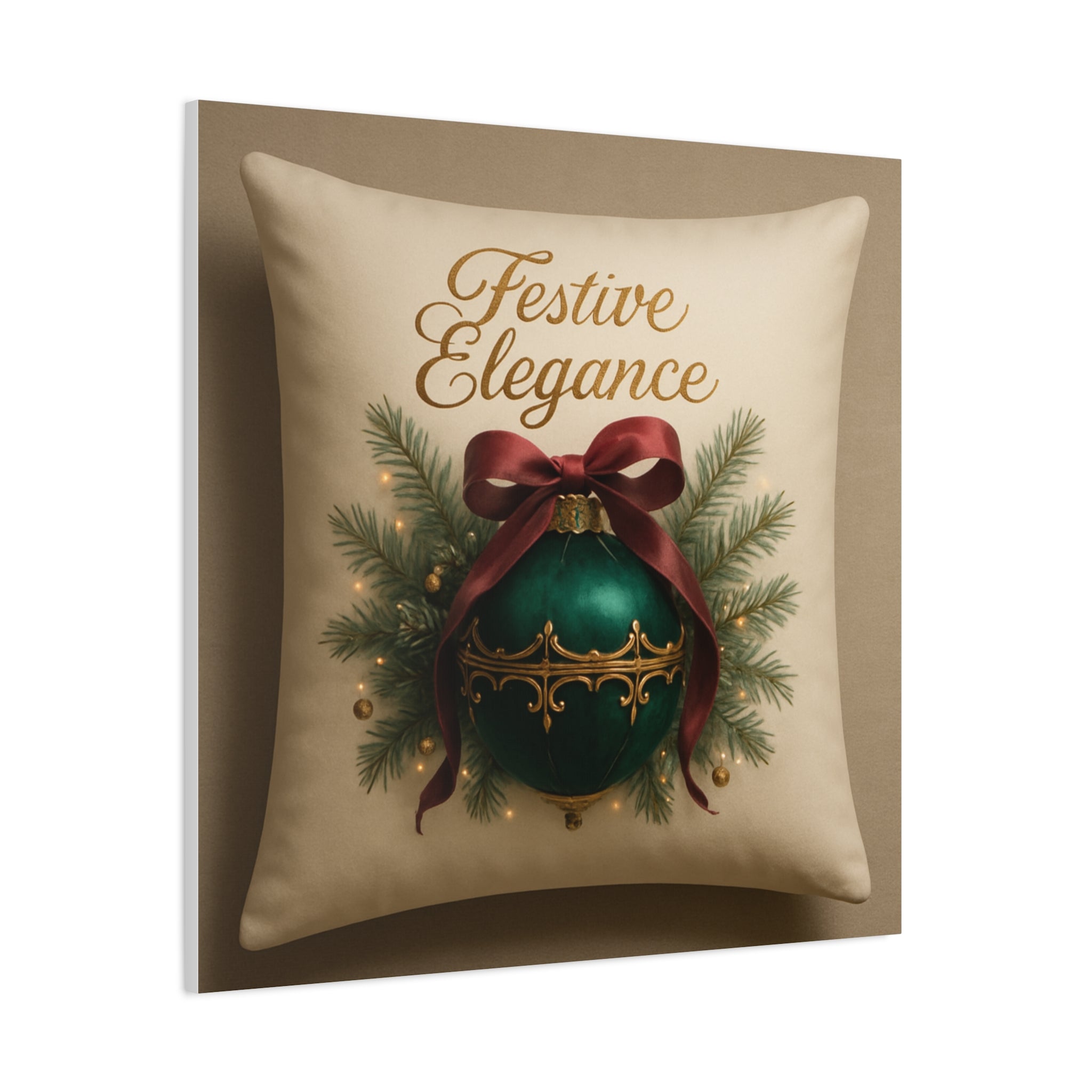 Festive Elegance Christmas Canvas Wall Art — Green Ornament Holiday Decor