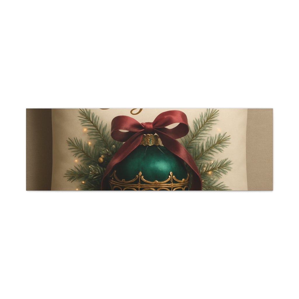 Festive Elegance Christmas Canvas Wall Art — Green Ornament Holiday Decor