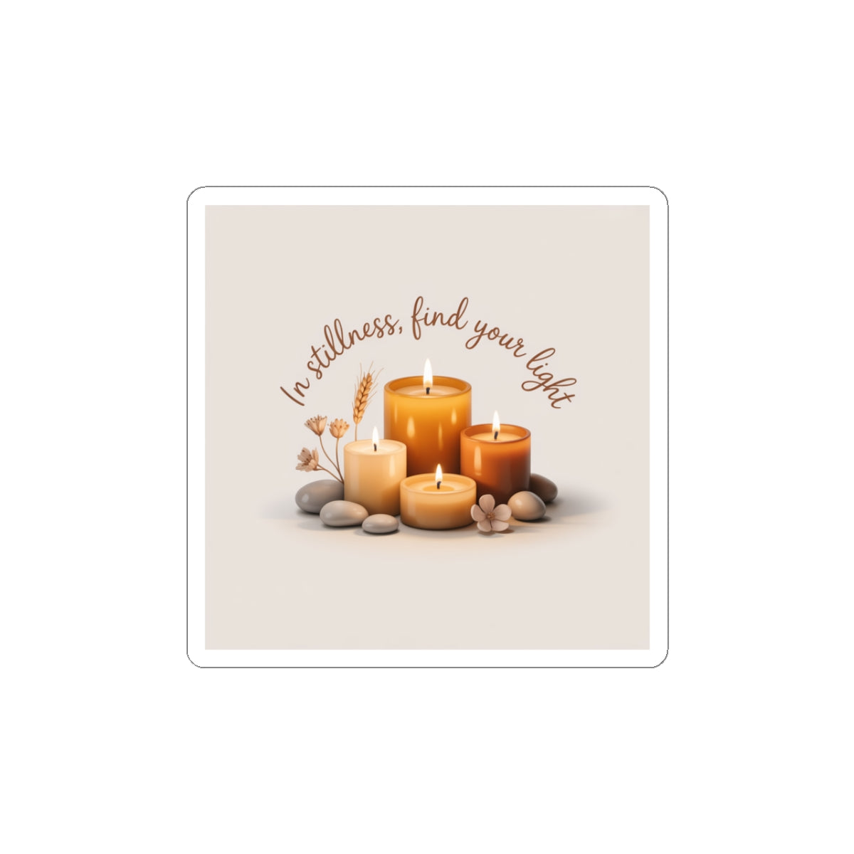Calming Candle Sticker — "In Stillness, Find Your Light" Aromatic Meditation Decal