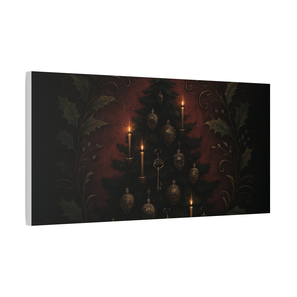 Elegance Christmas Canvas Wall Art — Vintage Candlelit Tree Matte Stretched Print