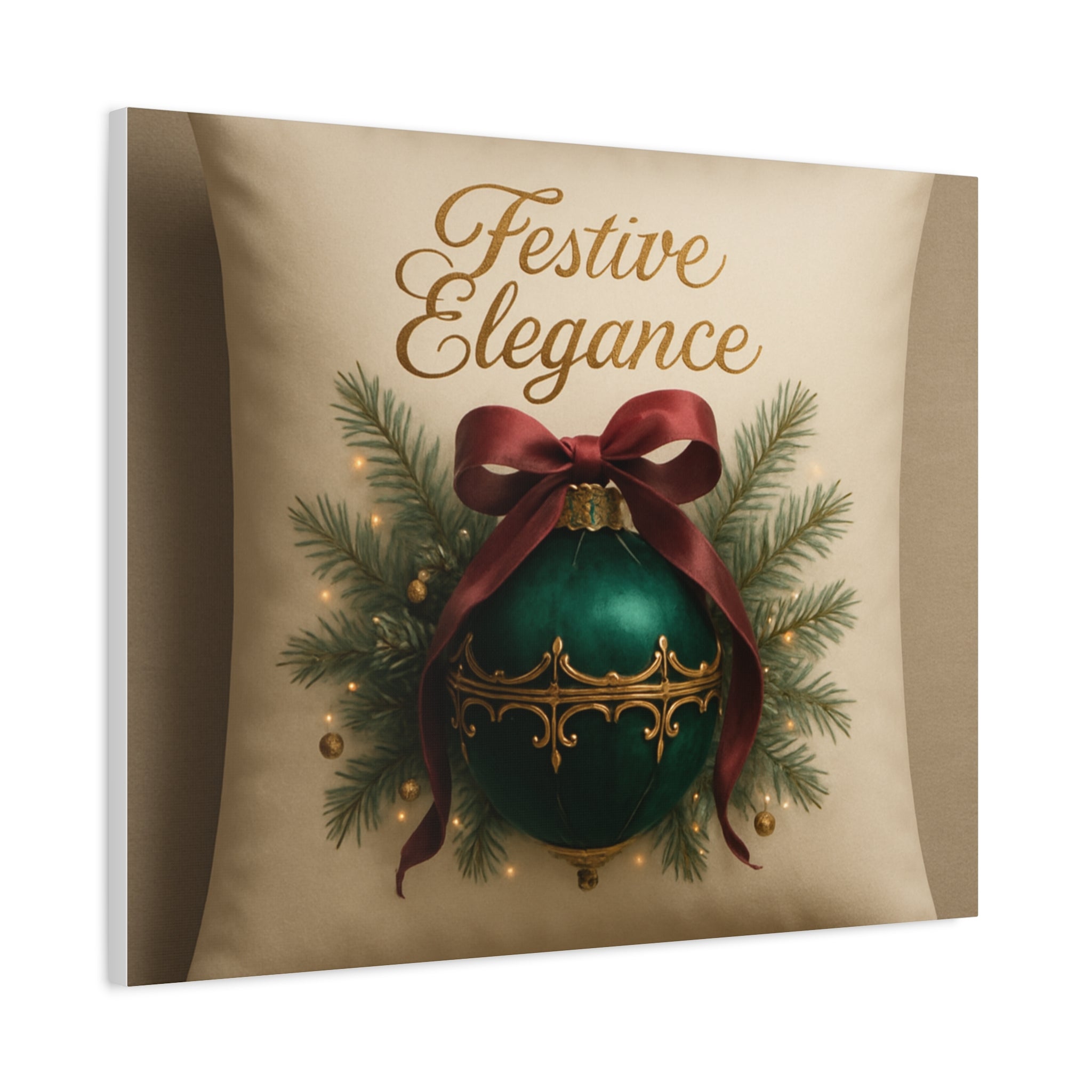 Festive Elegance Christmas Canvas Wall Art — Green Ornament Holiday Decor