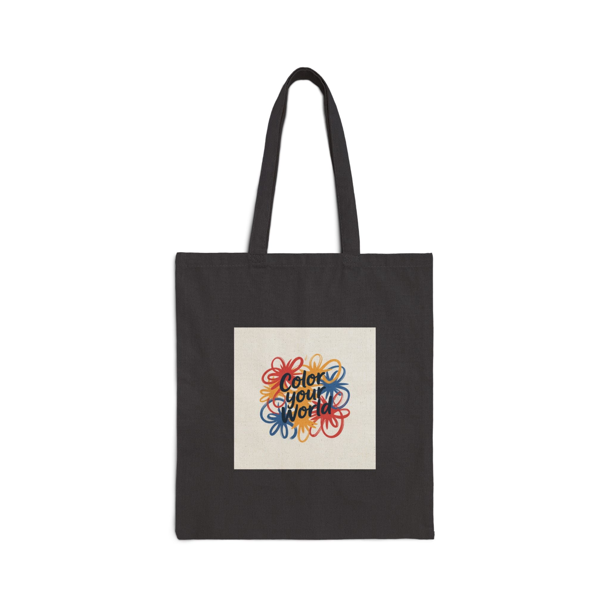 Canvas Tote Bag — “Color Your World” Retro Rainbow Art Tote