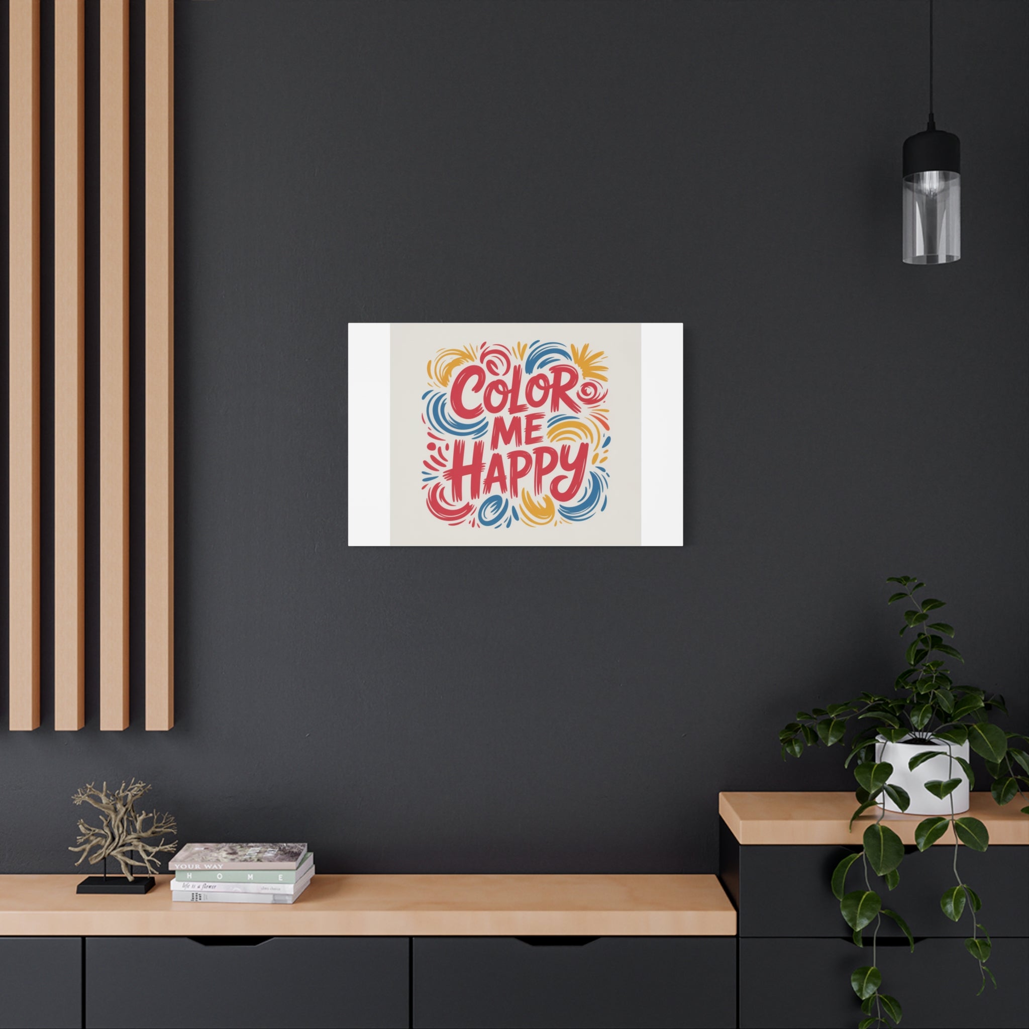 Color Me Happy Canvas Wall Art — Bright Hand-Lettered Inspirational Print