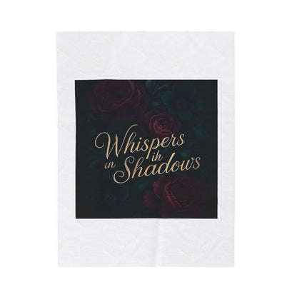 Whispers in Shadows Velveteen Plush Blanket — Dark Floral Gothic Cozy Throw