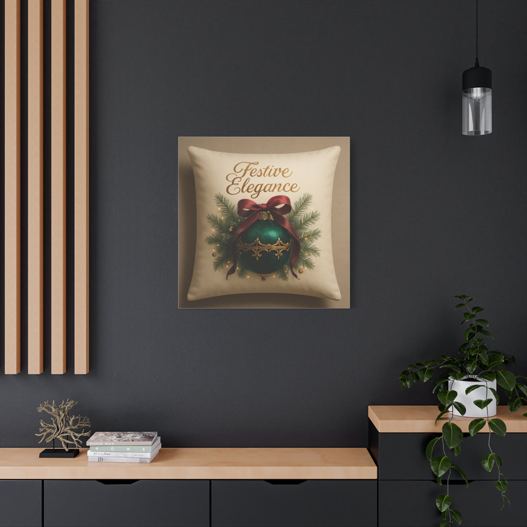 Festive Elegance Christmas Canvas Wall Art — Green Ornament Holiday Decor