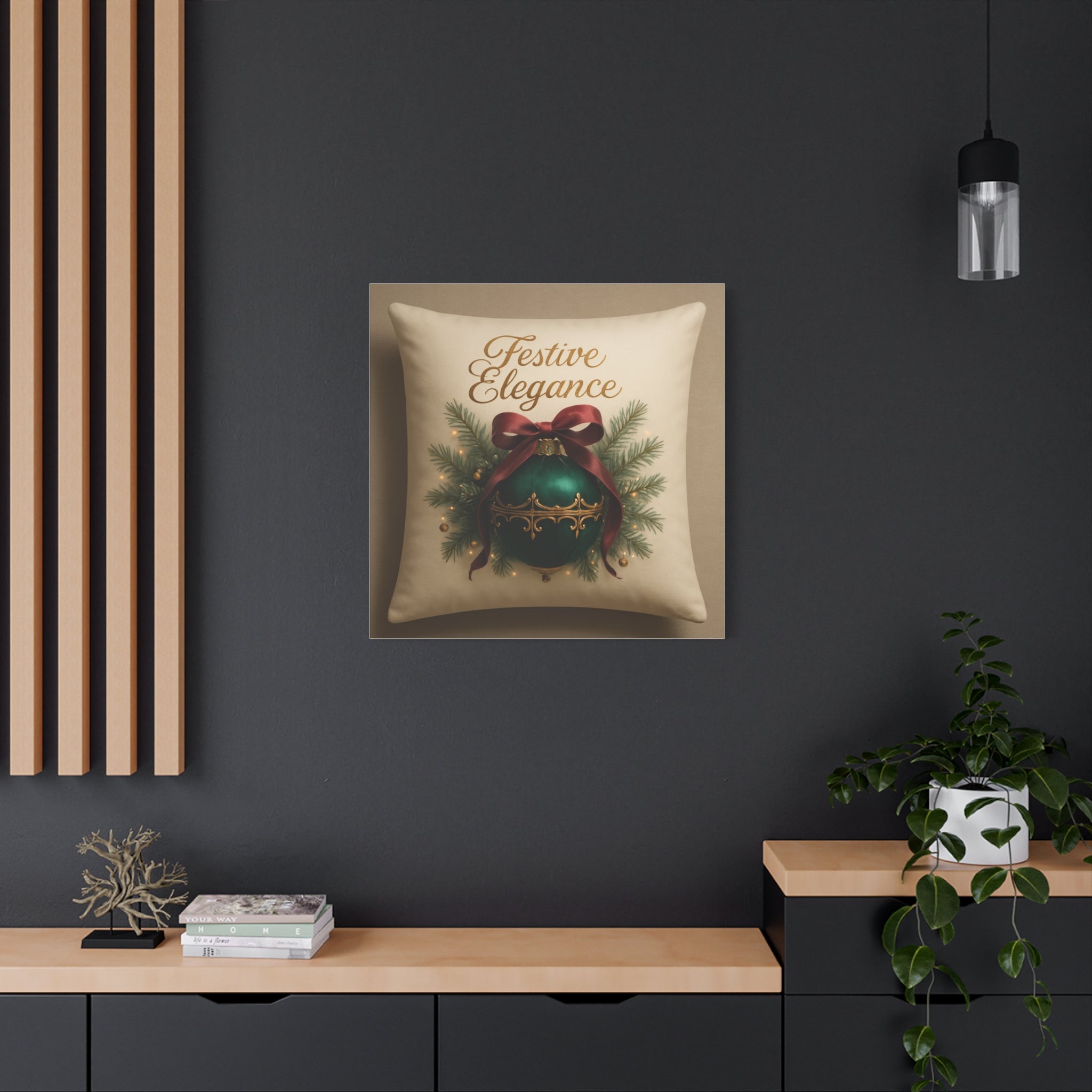 Festive Elegance Christmas Canvas Wall Art — Green Ornament Holiday Decor