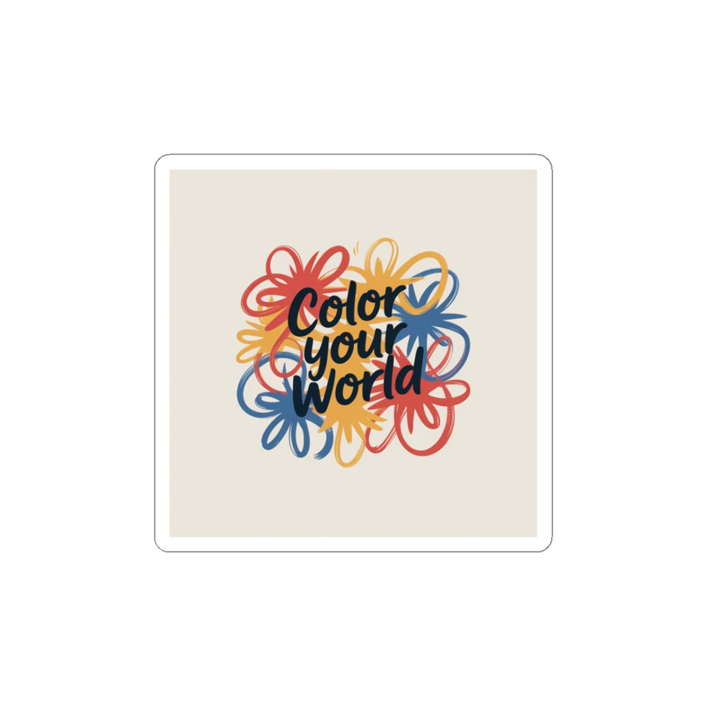 Color Your World Kiss-Cut Sticker — Inspirational Floral Doodle Decal
