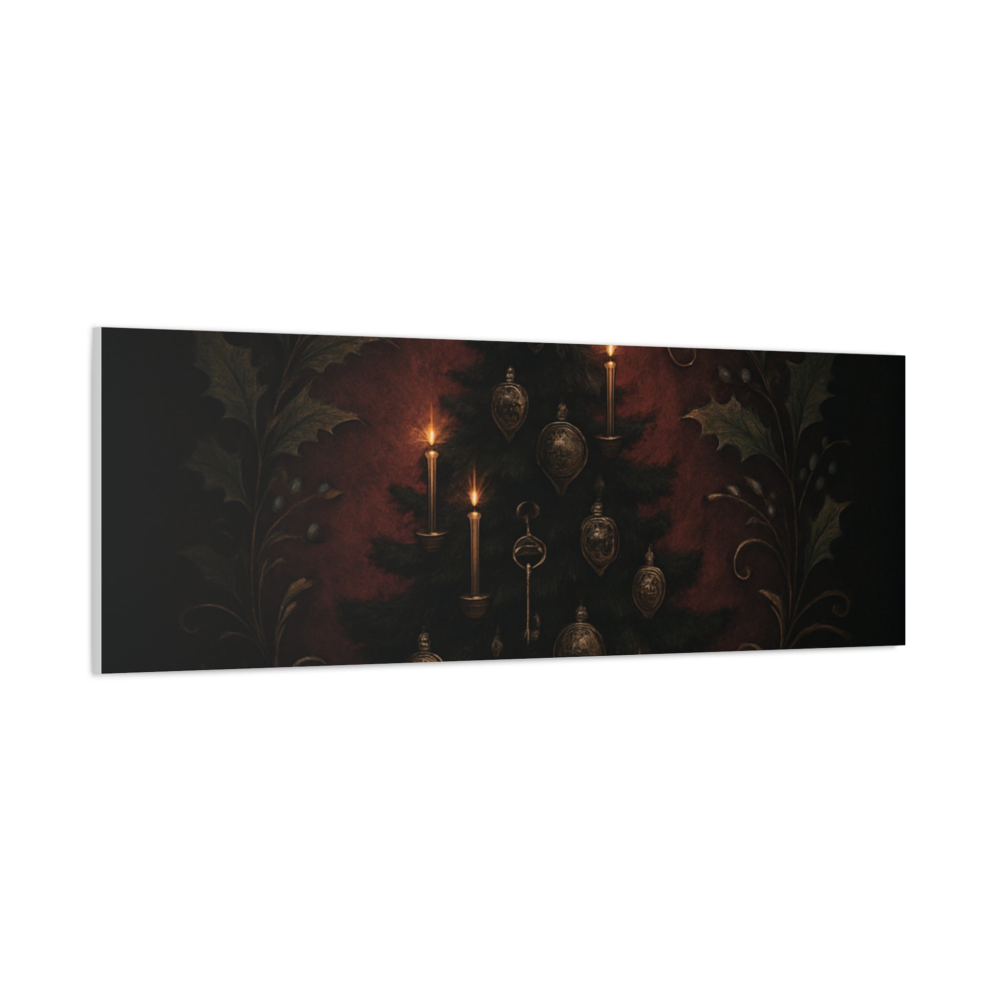 Elegance Christmas Canvas Wall Art — Vintage Candlelit Tree Matte Stretched Print