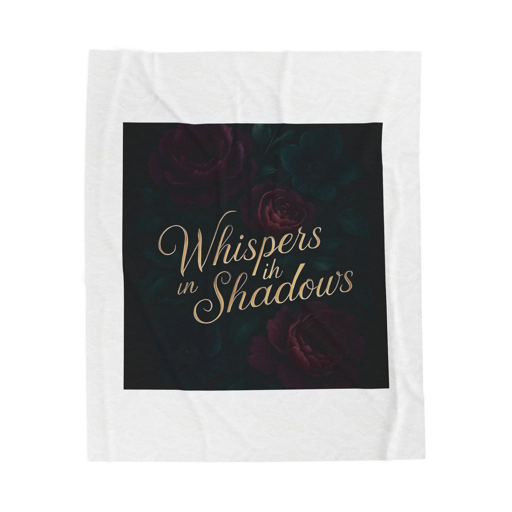 Whispers in Shadows Velveteen Plush Blanket — Dark Floral Gothic Cozy Throw