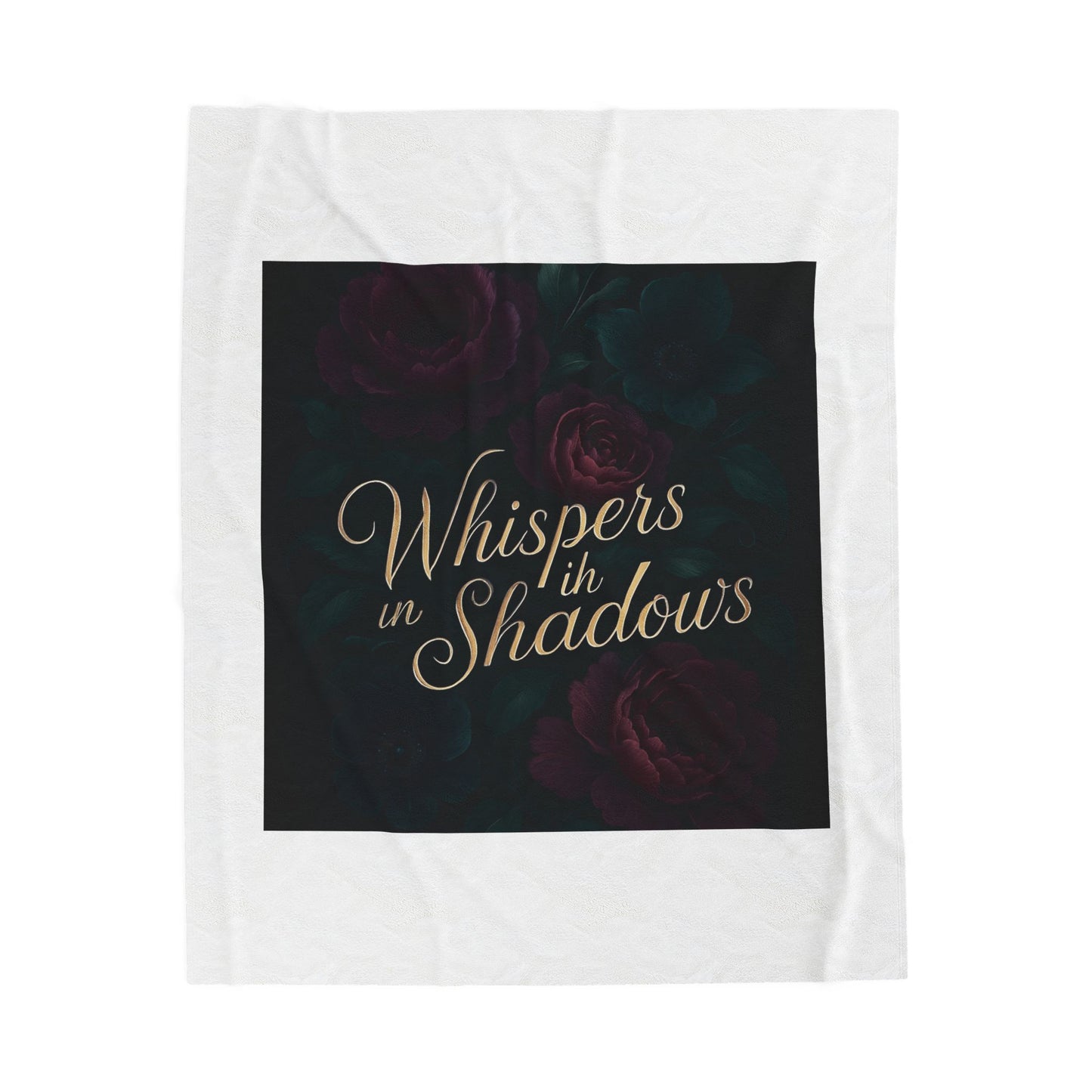 Whispers in Shadows Velveteen Plush Blanket — Dark Floral Gothic Cozy Throw