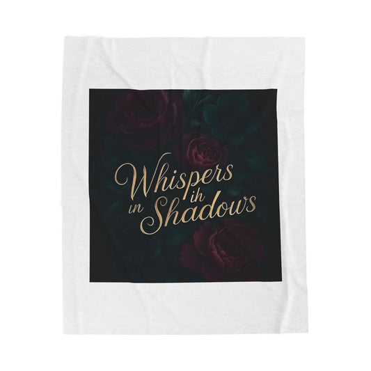 Whispers in Shadows Velveteen Plush Blanket — Dark Floral Gothic Cozy Throw