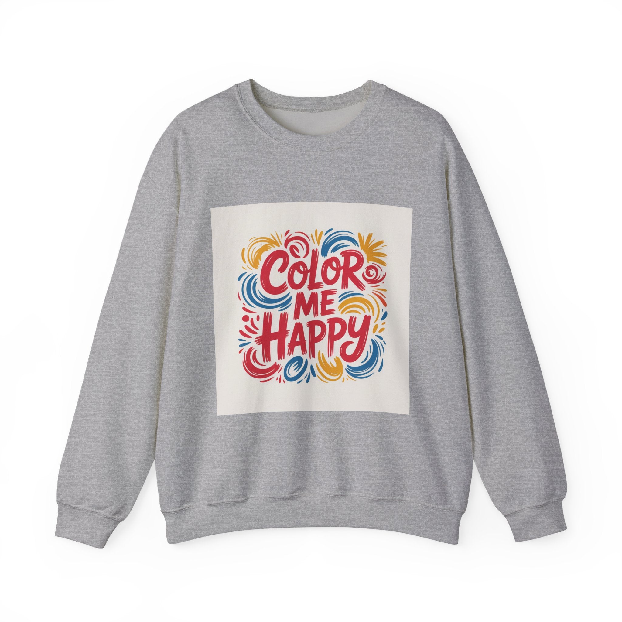 Color Me Happy Crewneck Sweatshirt — Bright Retro Typography Pullover