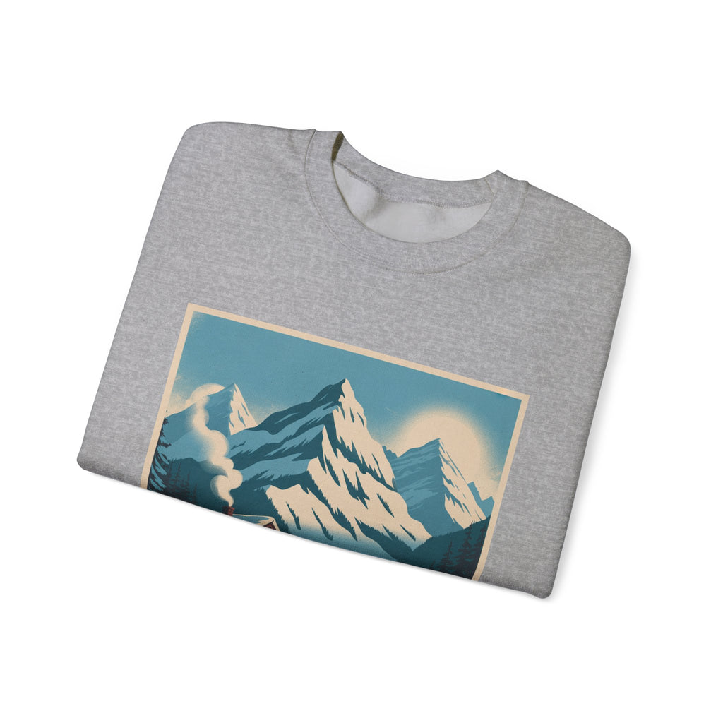 Crewneck Sweatshirt - Retro Ski Mountain Cabin Graphic