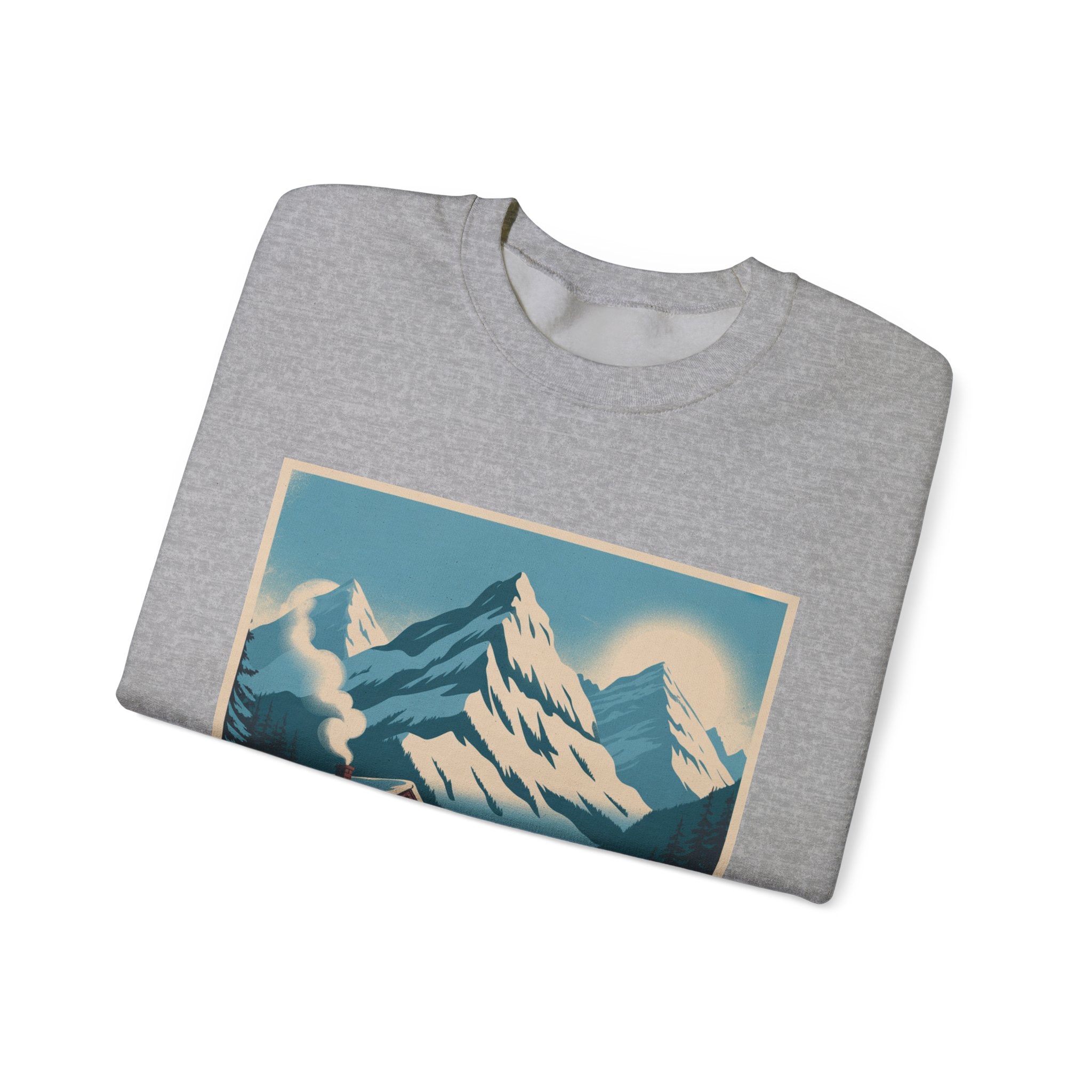 Crewneck Sweatshirt - Retro Ski Mountain Cabin Graphic